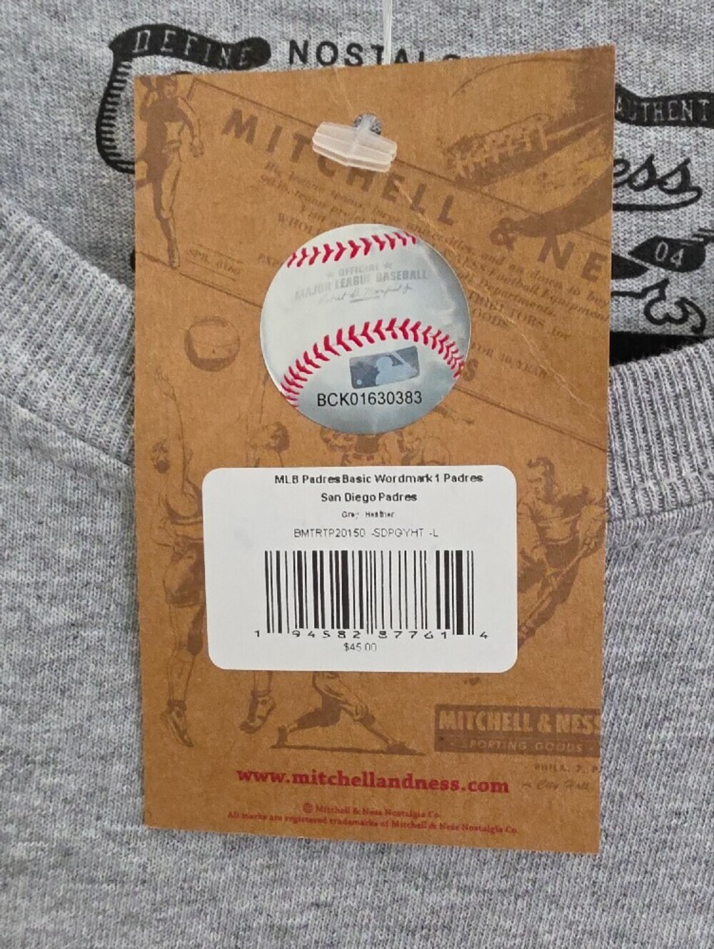 Mitchell & Ness Gray Padres Script Tee with Gold Accent - Picture 5 of 7